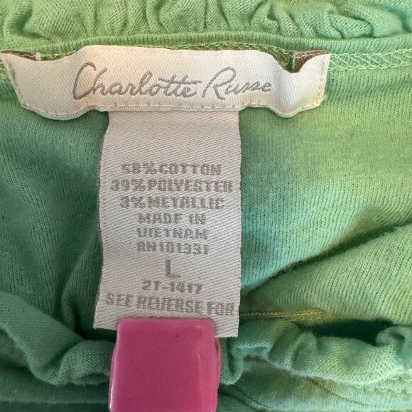 Green striped ruffle tank top women’s L coquette fairycore 2000s spring - Picture 6 of 8